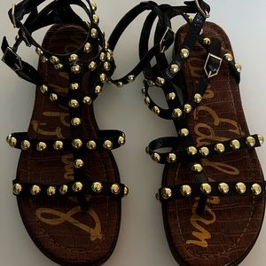 Black gold studded Sam Edelman sandals size 10.5